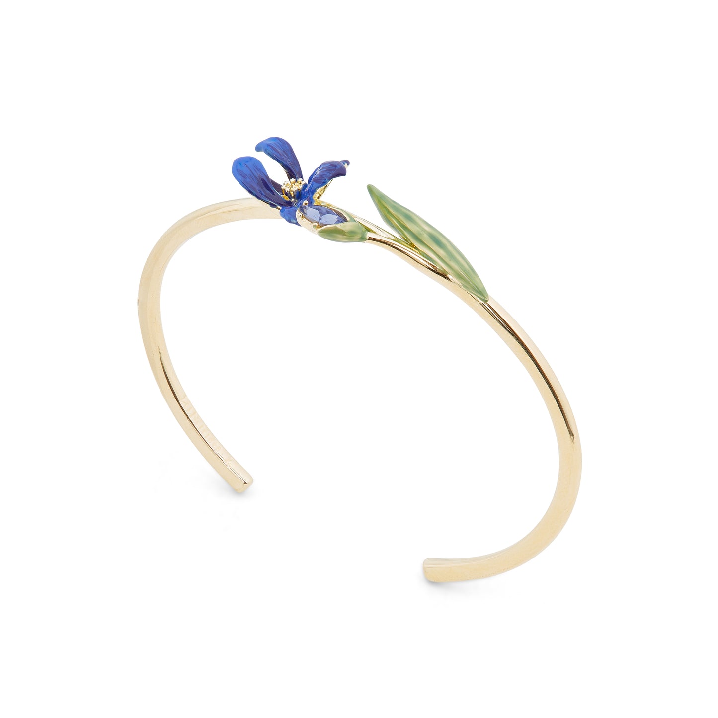 Siberian Iris And Faceted Crystal Bangle Bracelet | ARIV2041