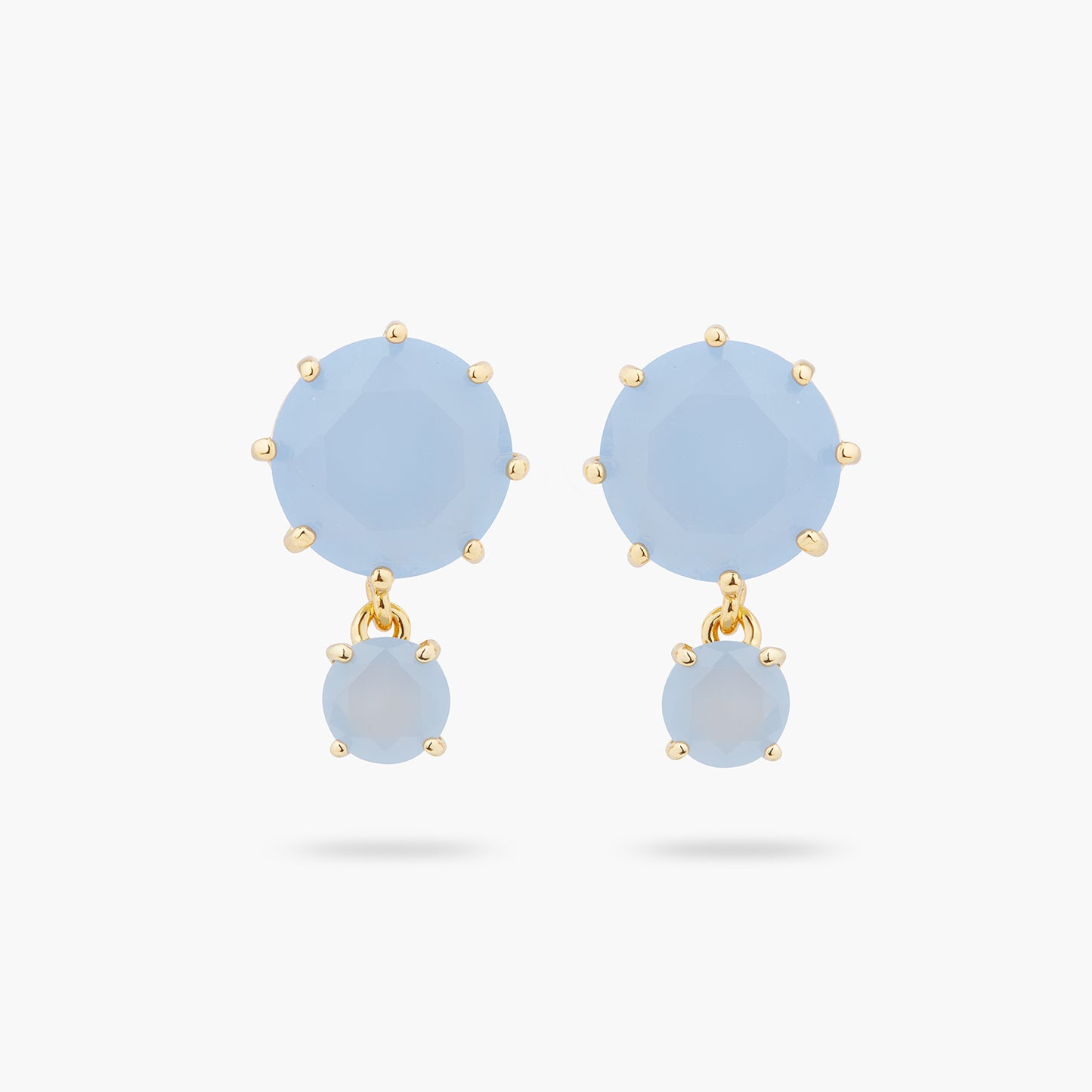 Sky Blue Diamantine 2 Round Stone Earrings | ARLD1261