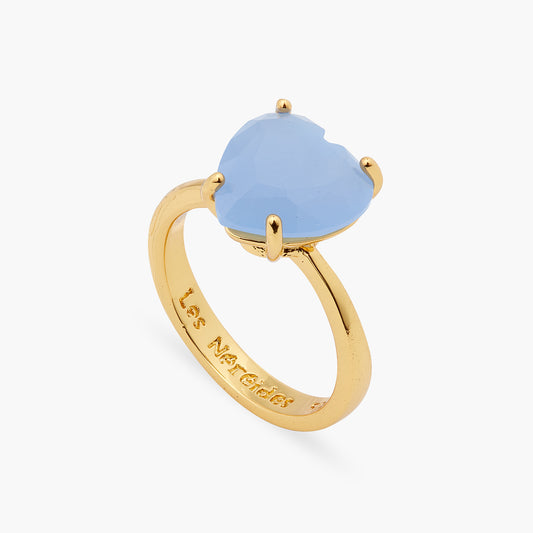 Sky Blue Diamantine Heart Solitaire Ring | ARLD6171