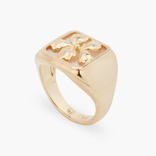 Gold Iris On Mother Of Pearl Plate Ring | ARNF6021