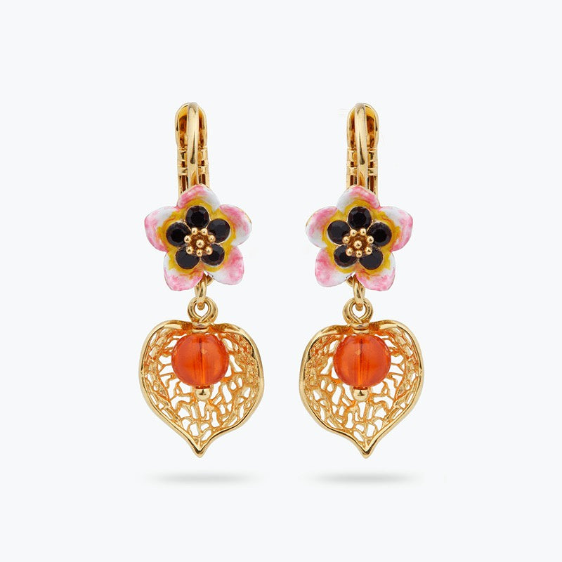 Tiaré Flower And Physalis Sleeper Earrings | ARPA1051