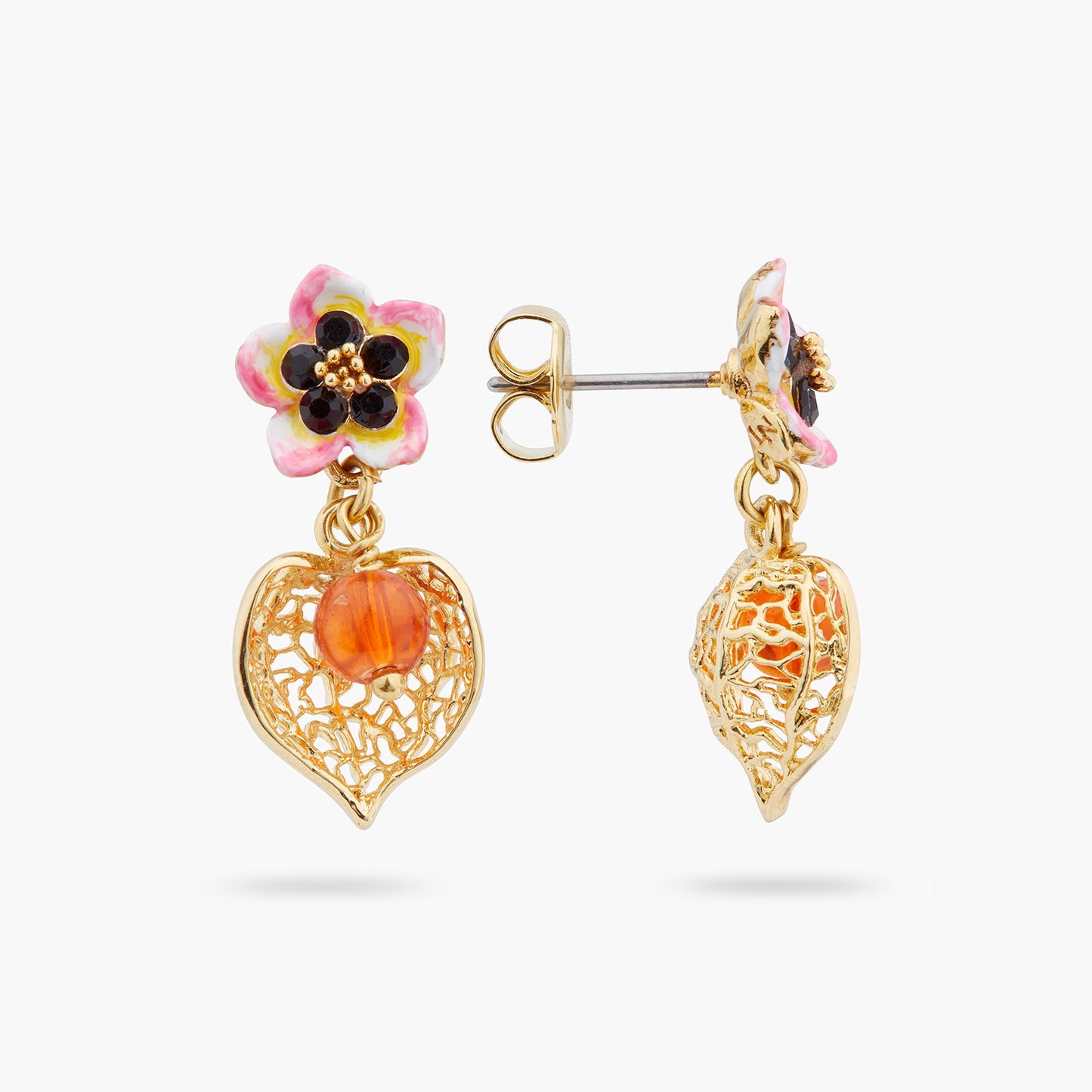 Tiaré Flower And Physalis Sleeper Earrings | ARPA1051