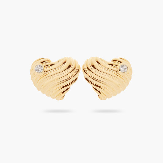 Ripple Effect Heart And Cubic Zirconia Earrings | ASAM1051