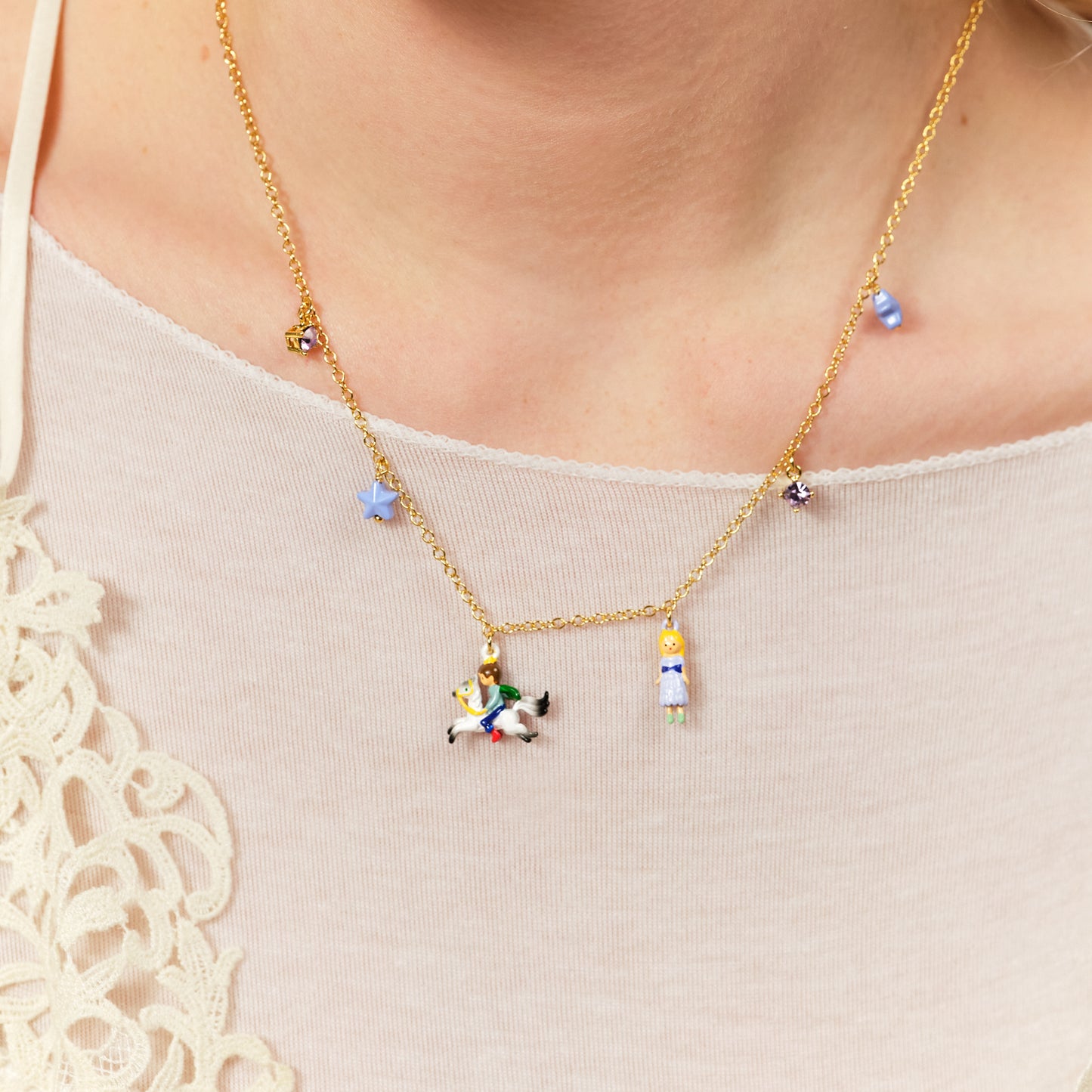 Enchanted Hair Princess And Prince Charm Necklace | ASCE3021