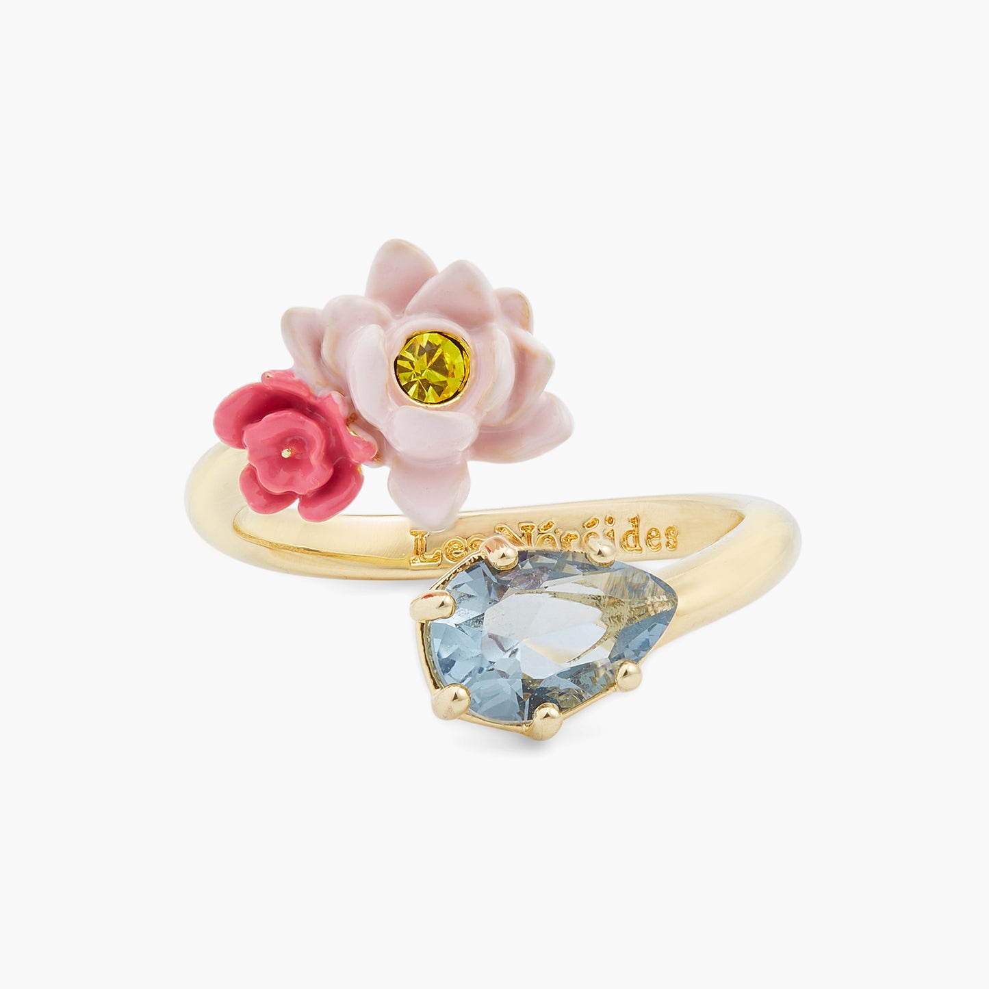 Pink lotus and light blue stone adjustable ring | ASOS6031