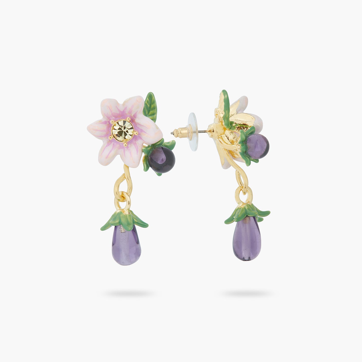 Aubergine And Flower Dangling Earrings | ASPO1031