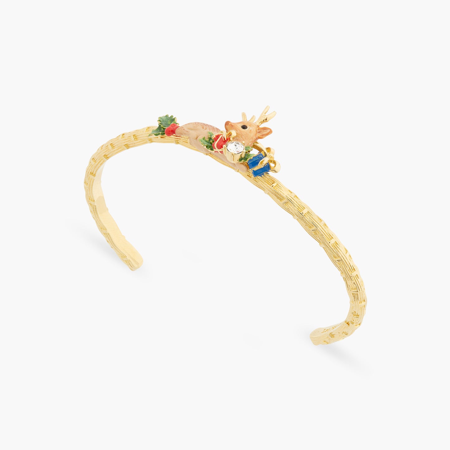 Fawn And Christmas Holly Bangle Bracelet | ASPS2011