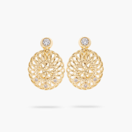 Oval interwoven wicker and crystal earrings | ASVA1041