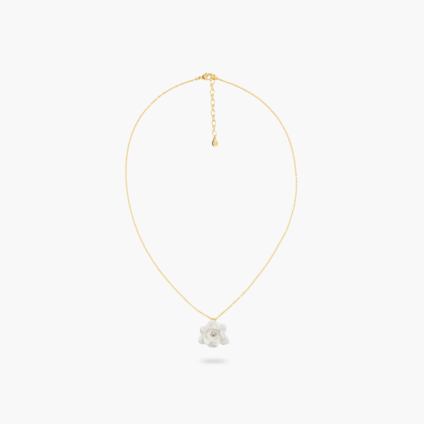 Gardenia And Cut Crystal Stone Fine Necklace | ATBP3051