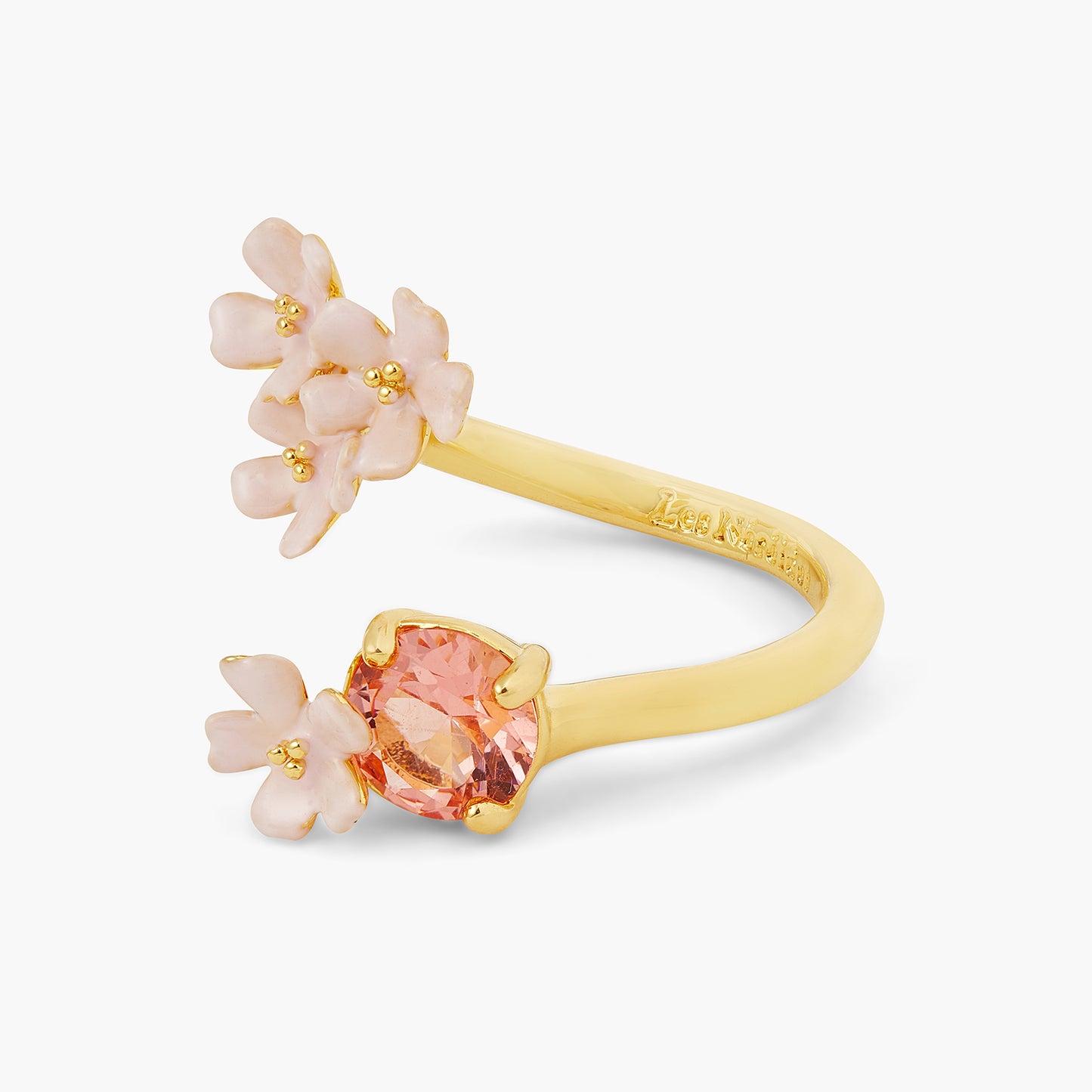 Verbena Flower And Round Stone Adjustable Me And You Ring | ATBP6041