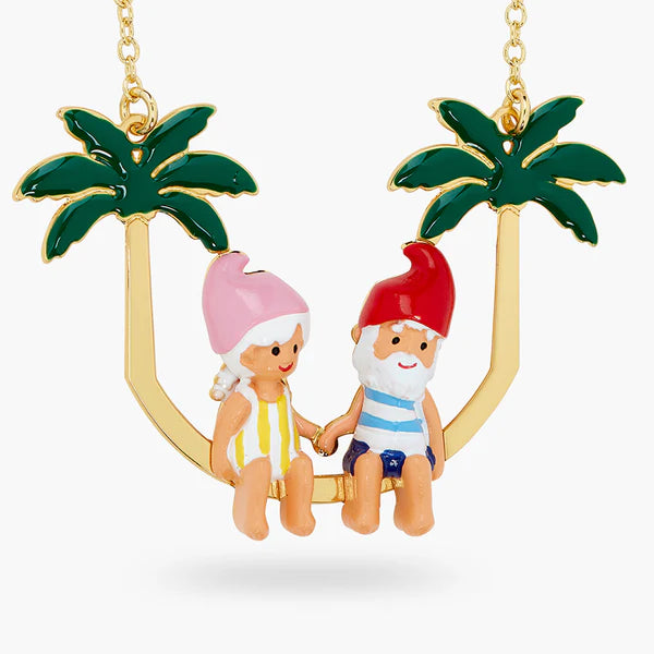 Toadstool Family Couple And Palm Tree Statement Necklace | ATCP3051