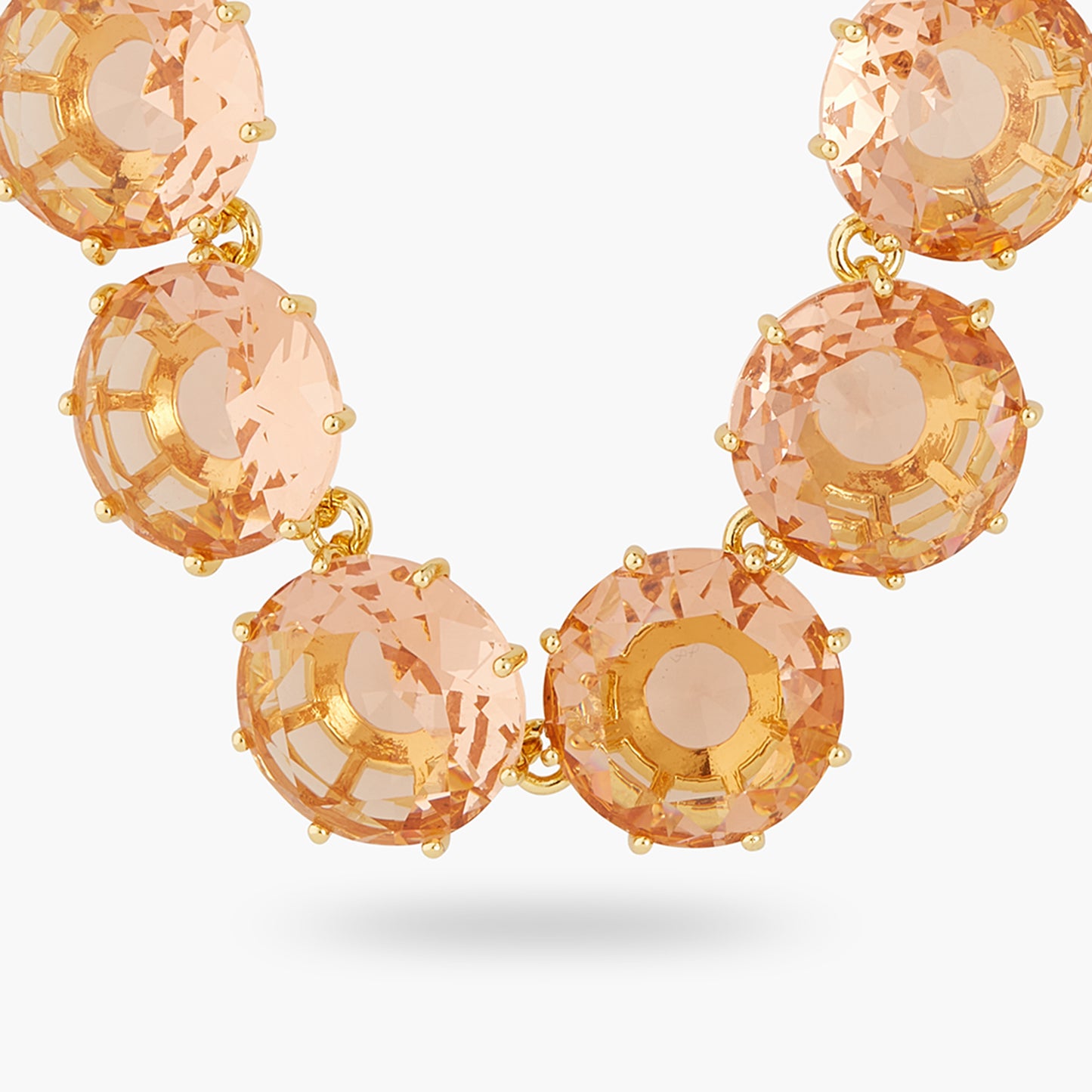 Apricot Pink Diamantine Round Stone Long Necklace | ATLD3511