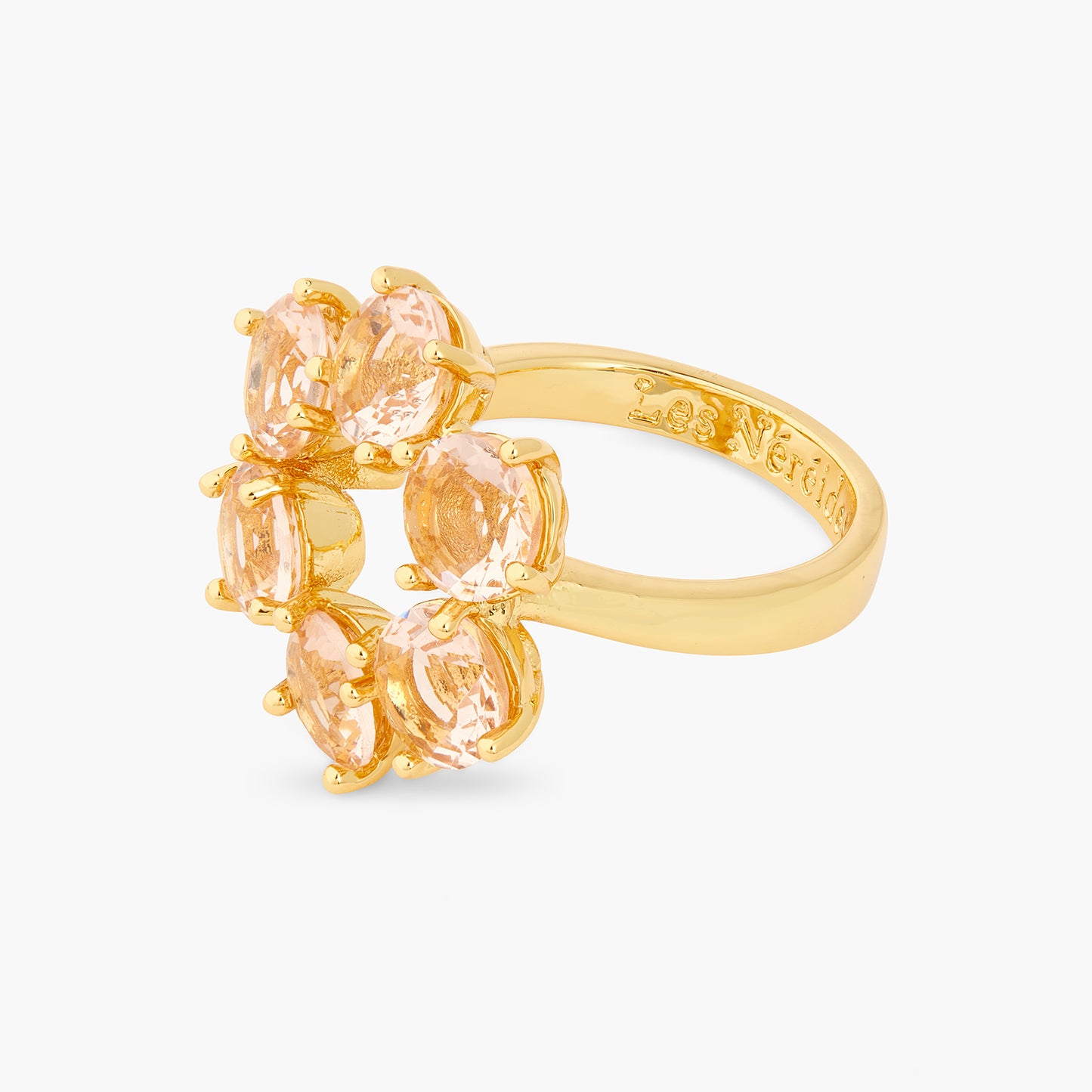 Apricot Pink Diamantine 6 Stone Fine Ring | ATLD6191