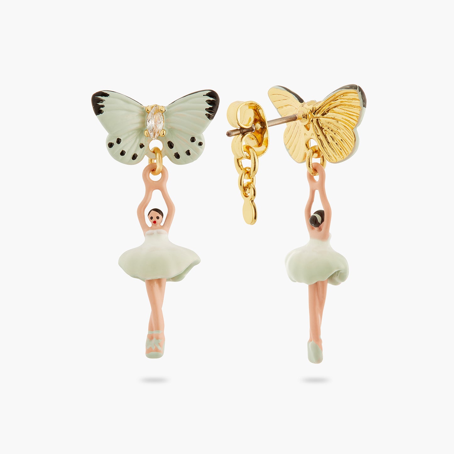 Mini Pas De Deux And Aqua Green Butterfly Earrings | ATMDD1011