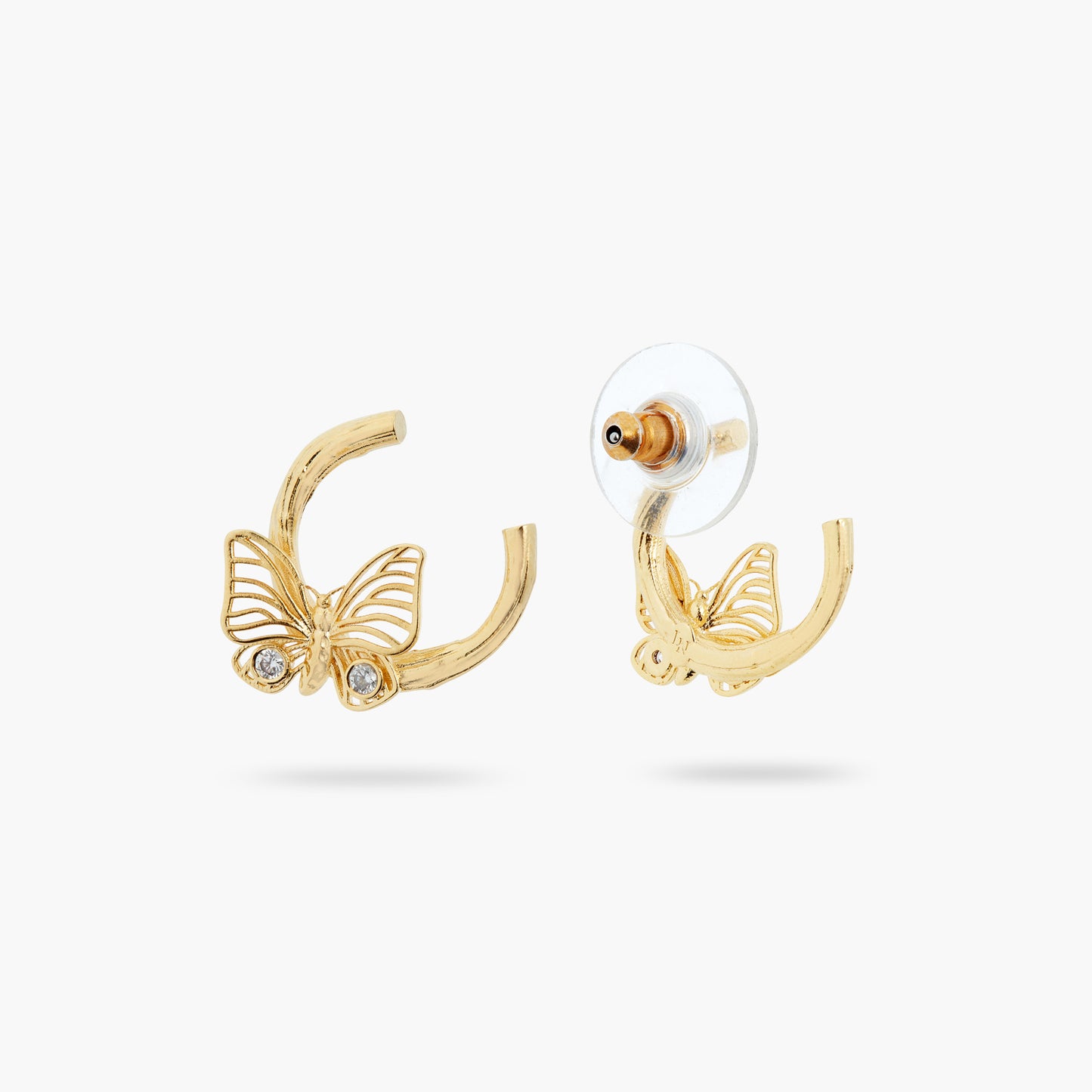 Golden Butterfly And Crystal Earrings | ATNF1051