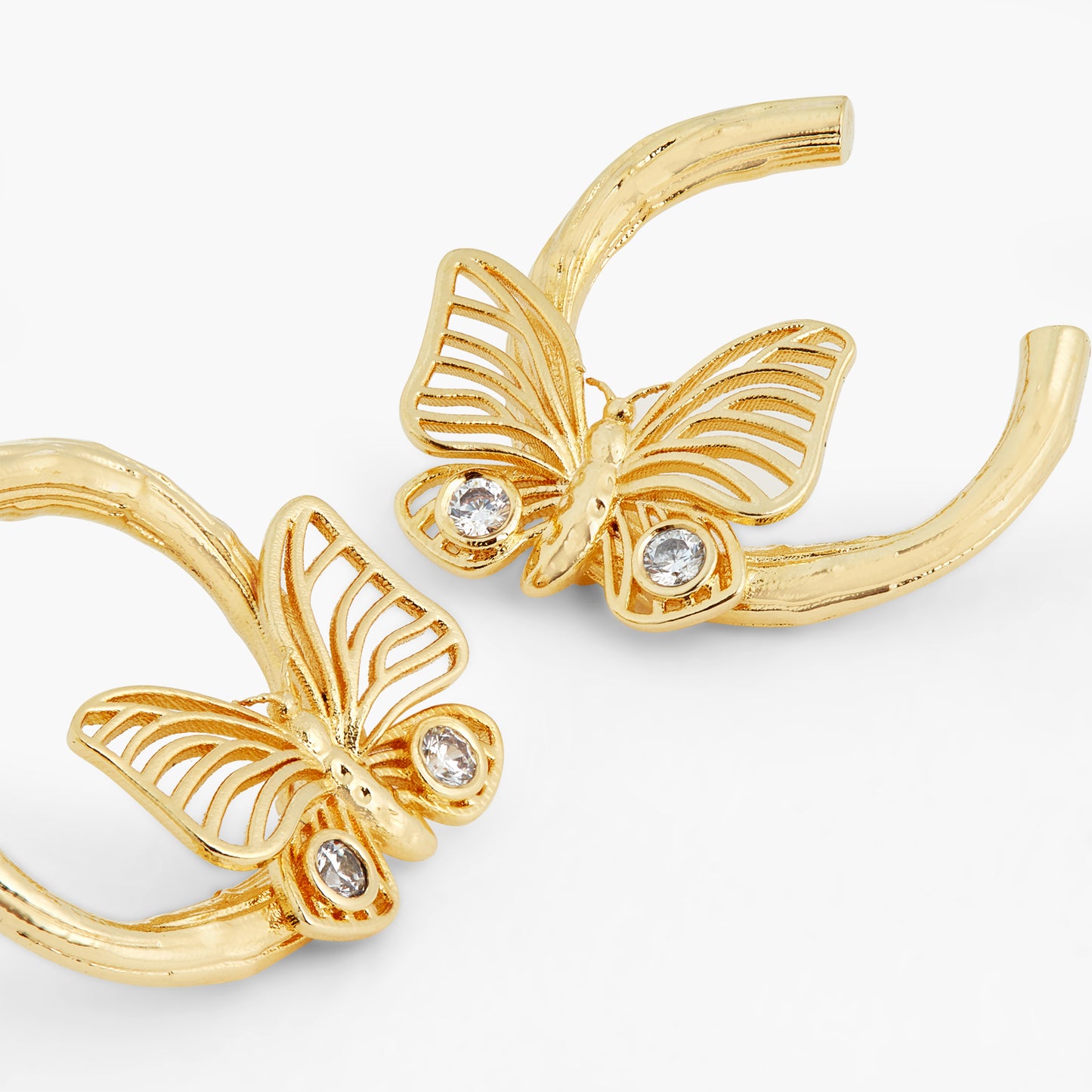 Golden Butterfly And Crystal Earrings | ATNF1051