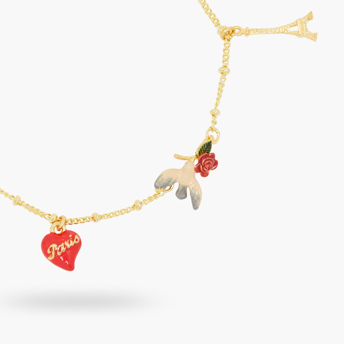 Eiffel Tower, Heart, Sparrow And Rose Fine Bracelet | ATPA2021