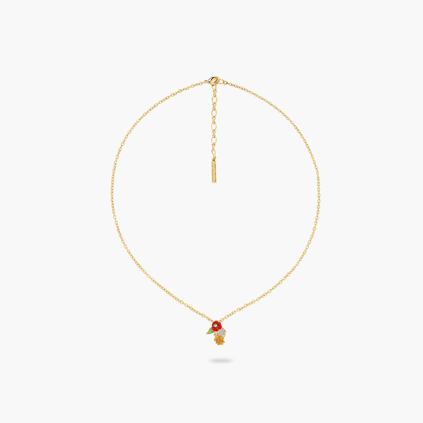 Wildflower And Round Stone Pendant Necklace | ATPO3031