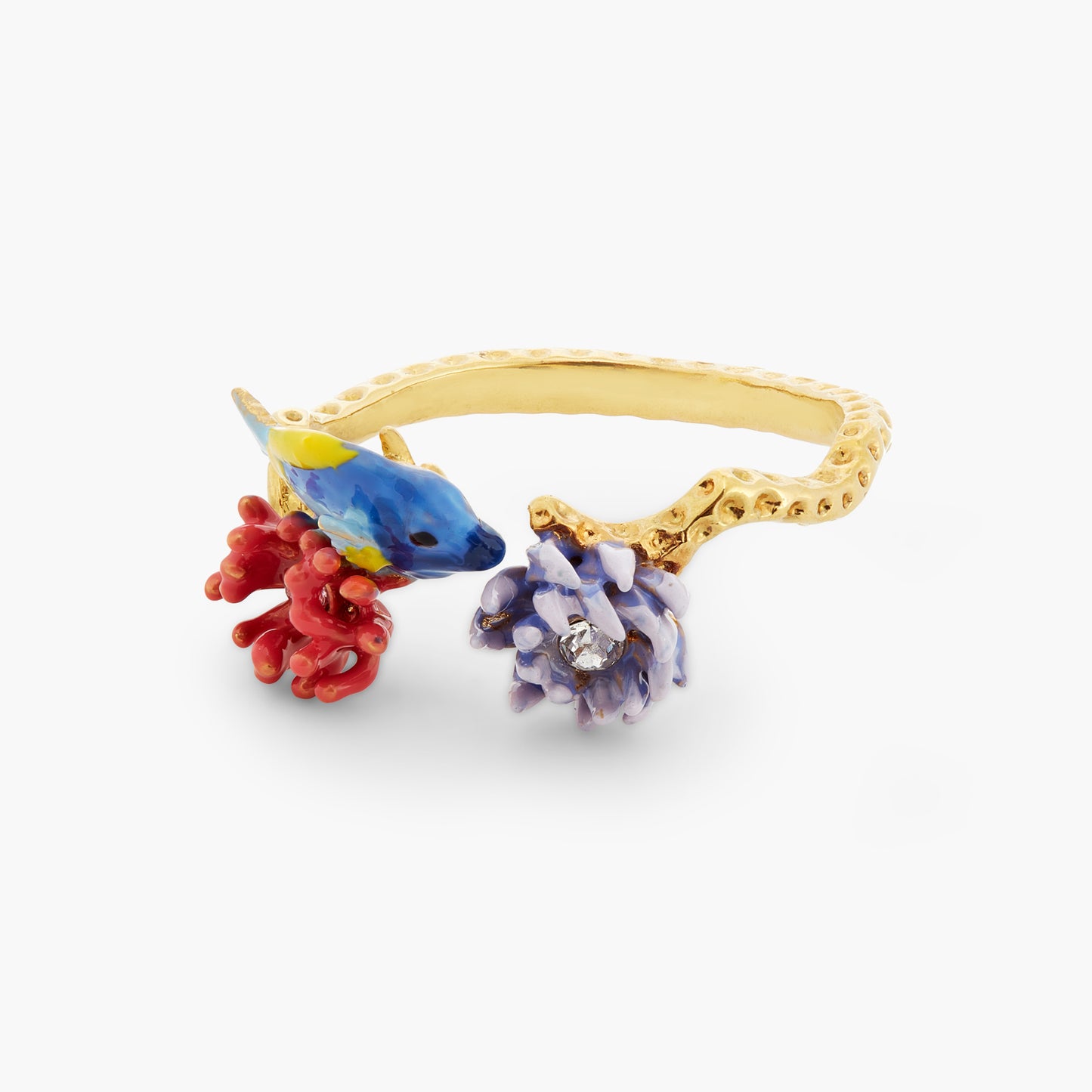 Blue Fish, Pink Anemone And Sea Urchin Adjustable Ring | ATPR6021