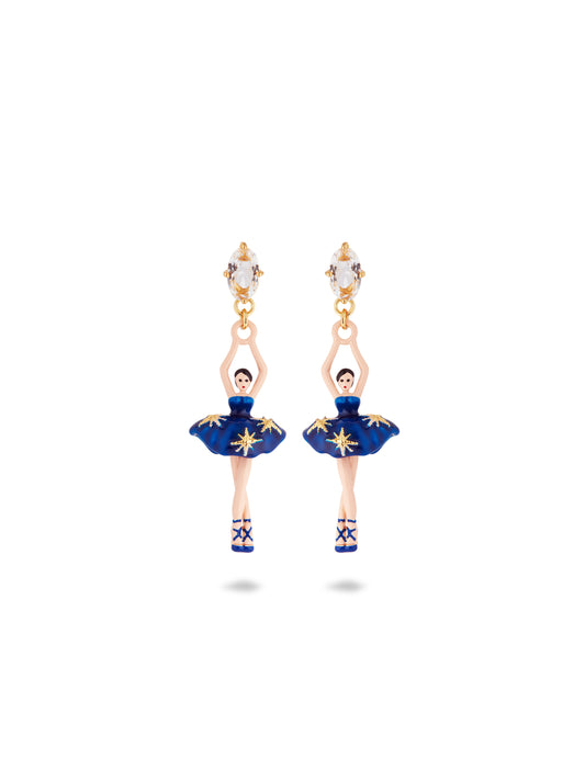 Midnight Blue Ballerina Tutu And Gold Stars Earrings | AUDD1151