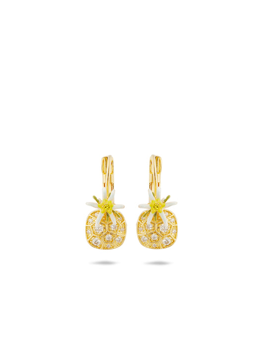 Edelweiss Flower And Cubic Zirconia Sleeper Earrings | AULA1021