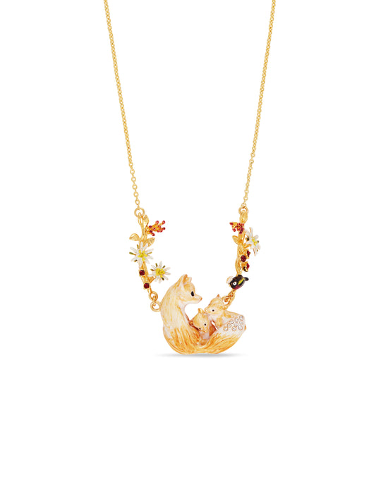 Arctic Foxes, Varied Tit, Edelweiss Flower And Cotoneaster Statement Necklace | AULA3011