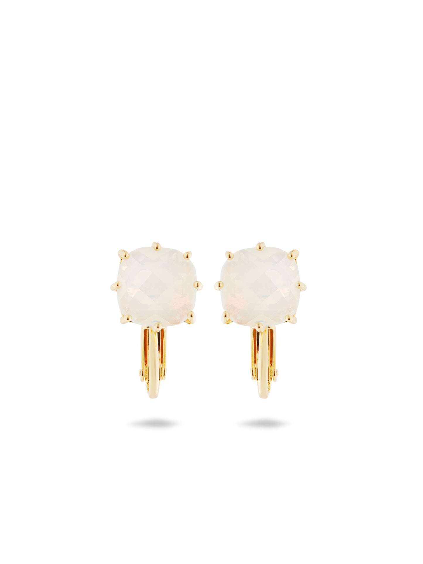 Opalescent White Diamantine Square Stone Earrings | AULD1011