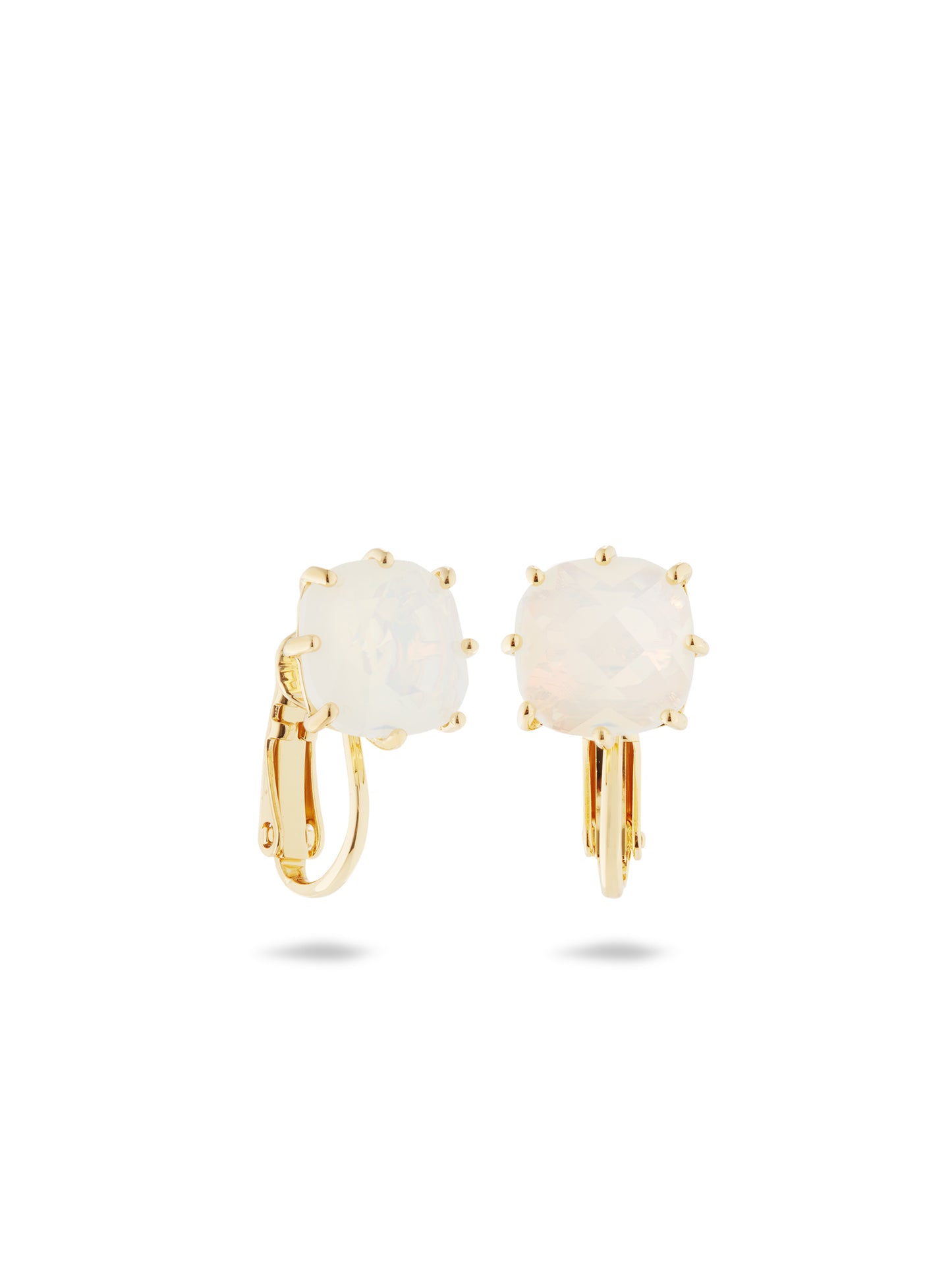 Opalescent White Diamantine Square Stone Earrings | AULD1011