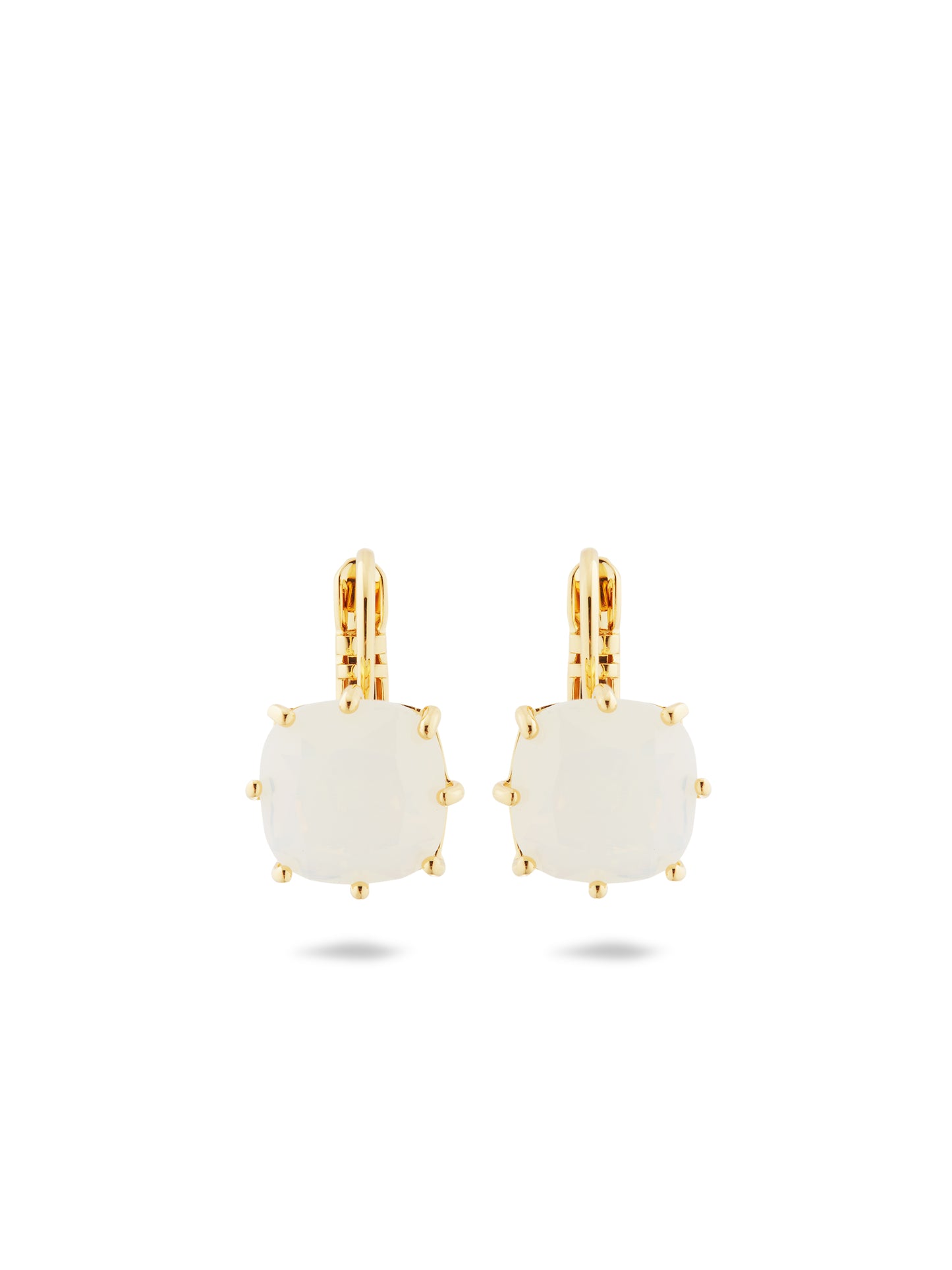 Opalescent White Diamantine Square Stone Earrings | AULD1011