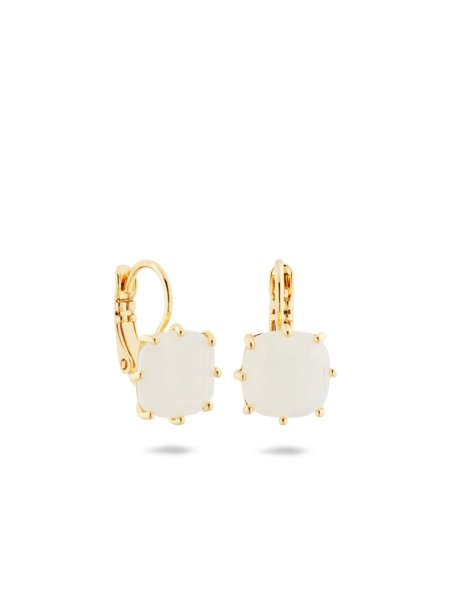 Opalescent White Diamantine Square Stone Earrings | AULD1011