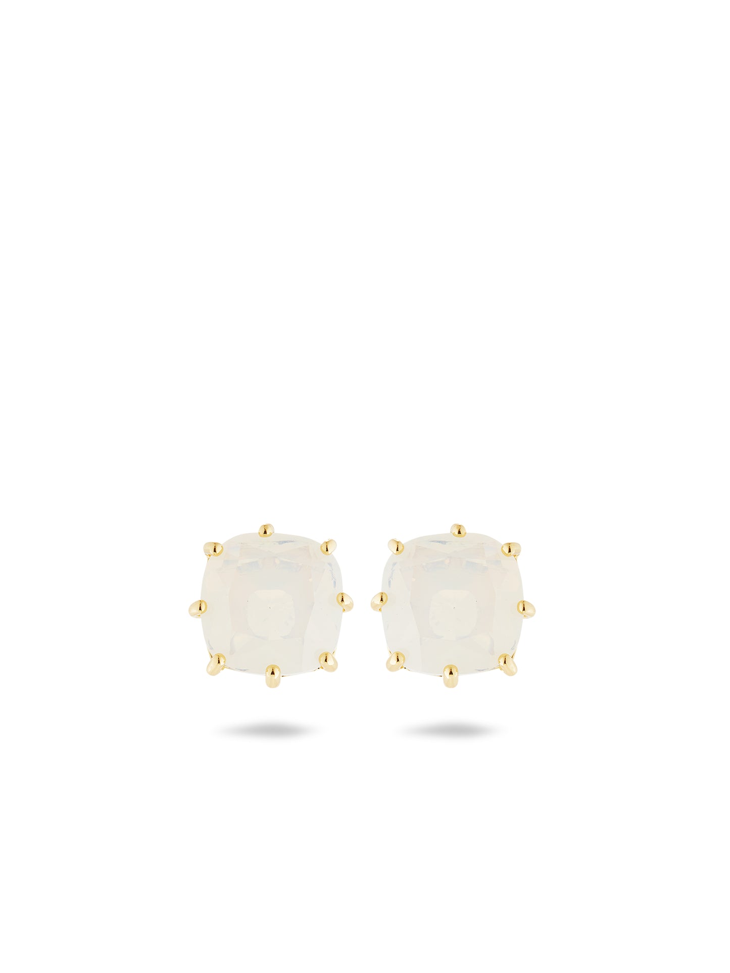 Opalescent White Diamantine Square Stone Earrings | AULD1011