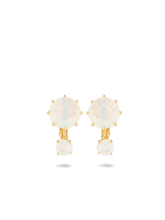 Opalescent White Diamantine Two-Stone Earrings | AULD1261