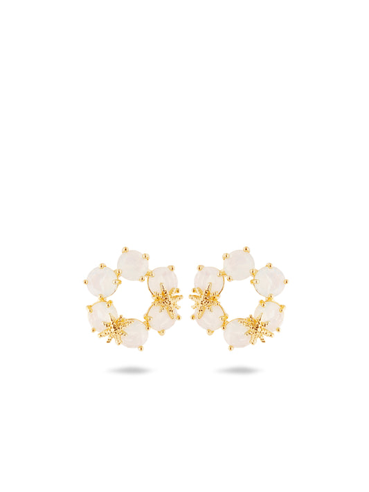 Opalescent White Diamantine Six Stone Earrings With Fine Stars | AULD1422