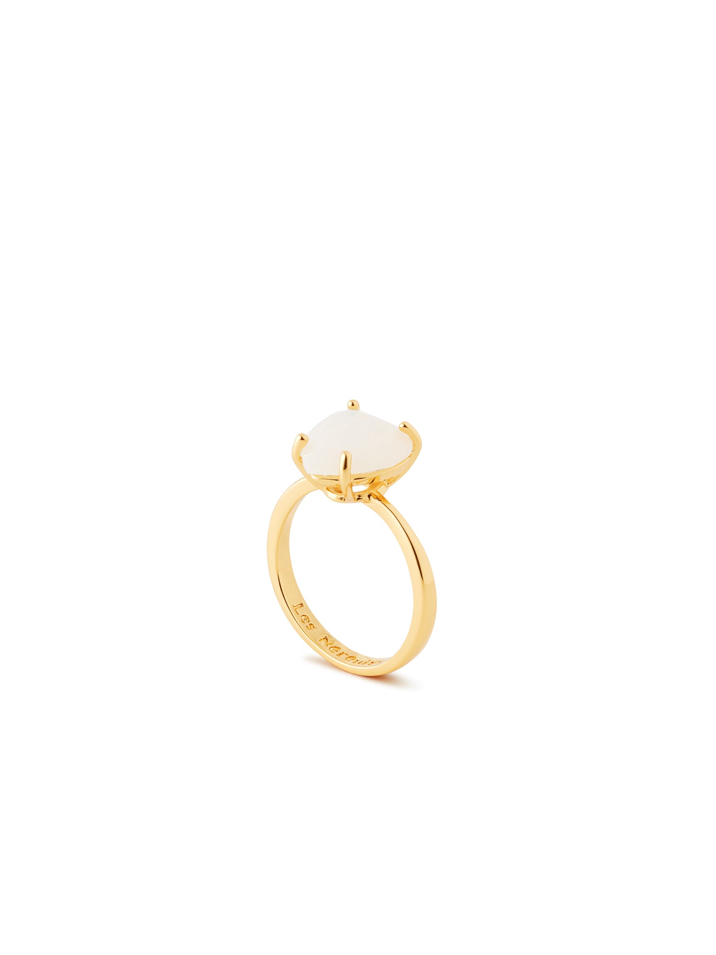 Opalescent White Diamantine Heart-Shaped Stone Solitaire Ring | AULD6171