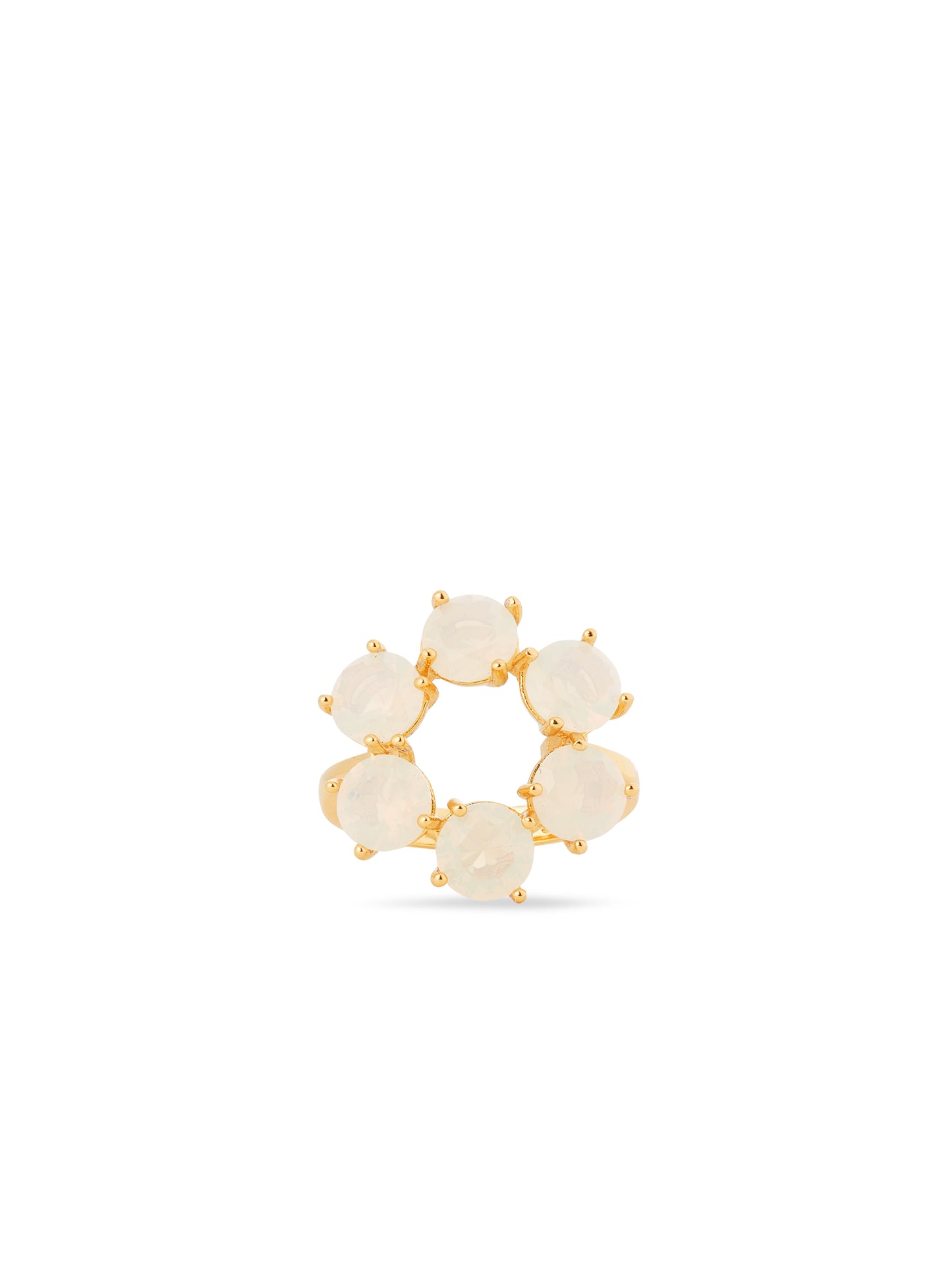 Opalescent White Diamantine Fine Ring With Six Round Stones | AULD6191