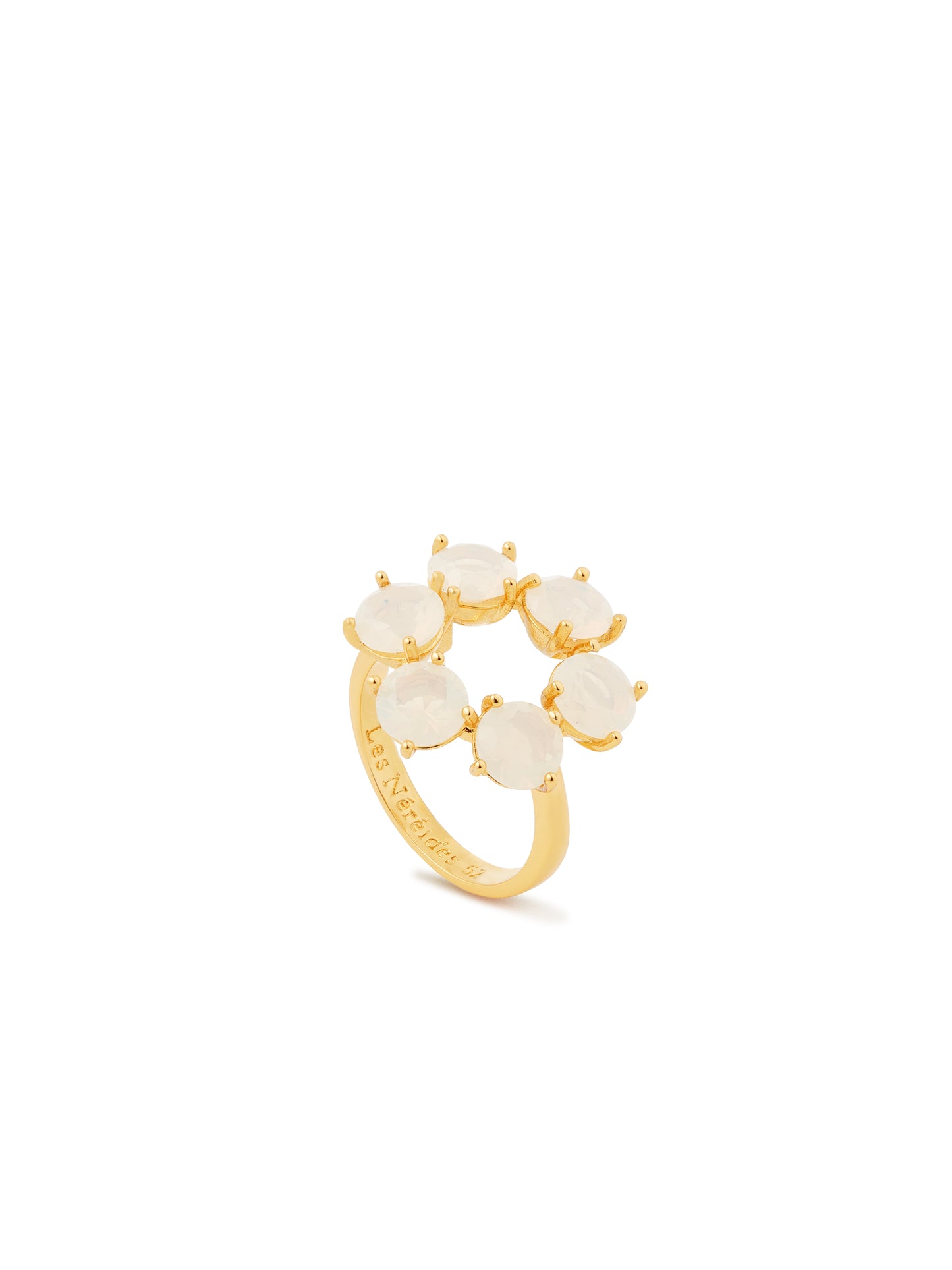 Opalescent White Diamantine Fine Ring With Six Round Stones | AULD6191