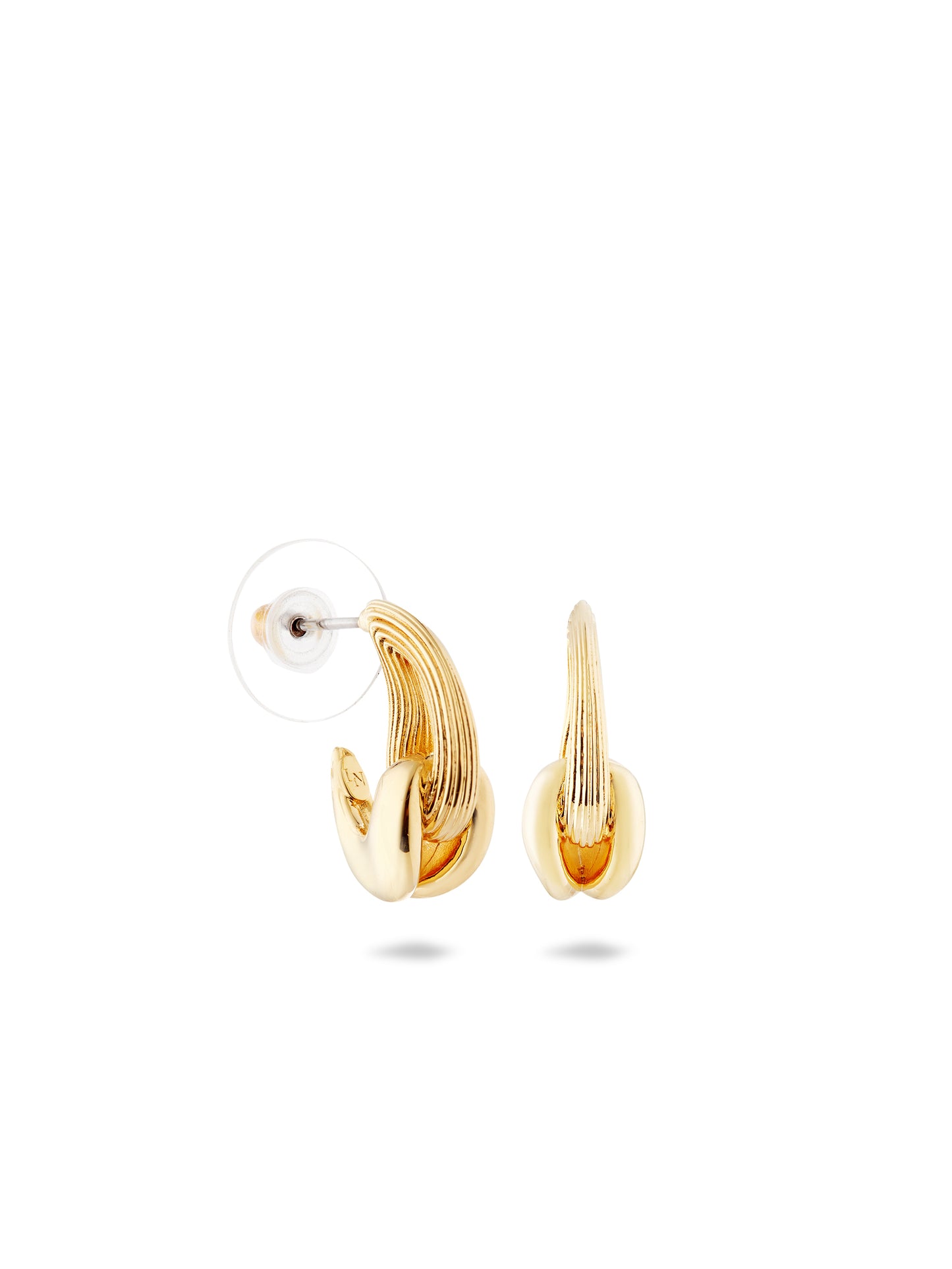 Gold And Faceted Crystal Hoop Earrings | AUNB1061