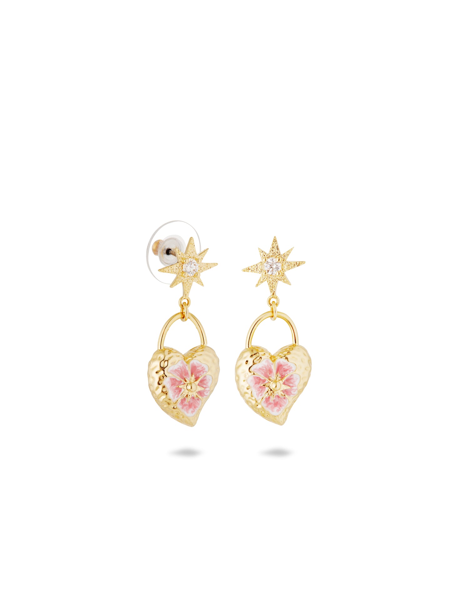 Heart, Pansy Flower And Star Earrings | AUPS1031