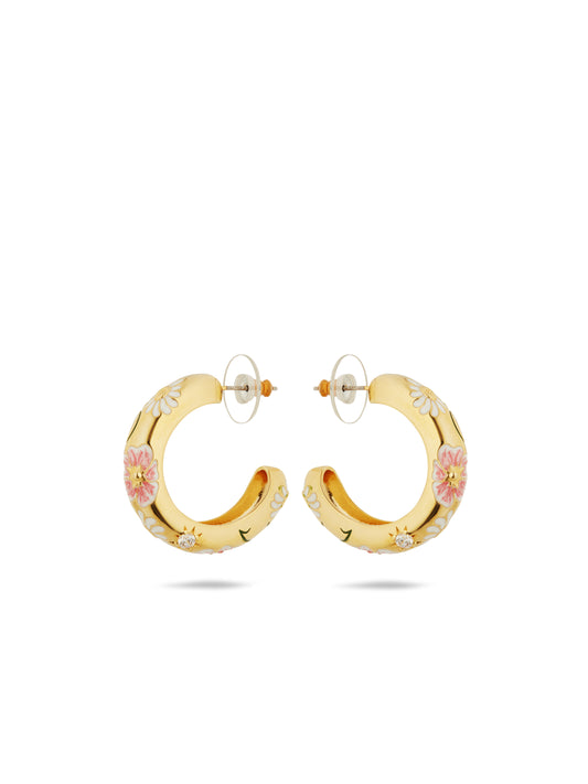 Daisy And Pansy Flower Hoop Earrings | AUPS1041