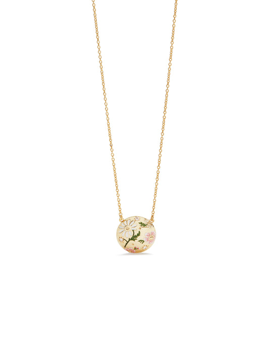 Daisy And Pansy Flower Pendant Necklace | AUPS3041