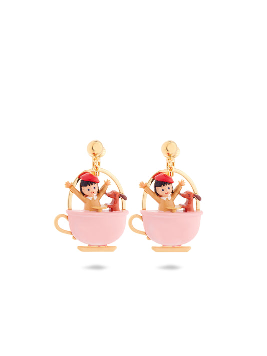 Little Girl And Dachshund On A Merry-Go-Round Earrings | AUTO1061