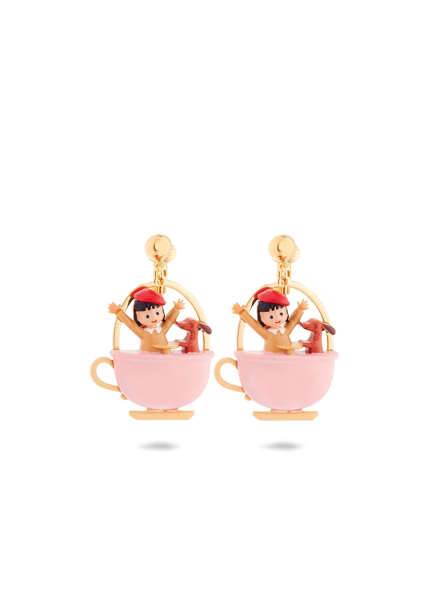 Little Girl And Dachshund On A Merry-Go-Round Earrings | AUTO1061