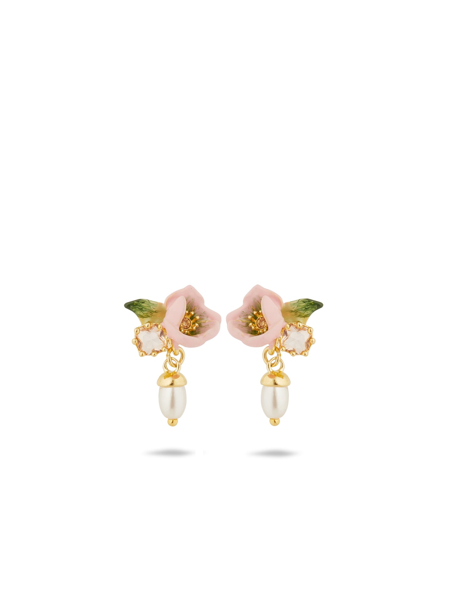 Hellebore Christmas Rose & Crystal Pearl Earrings | AUVH1051