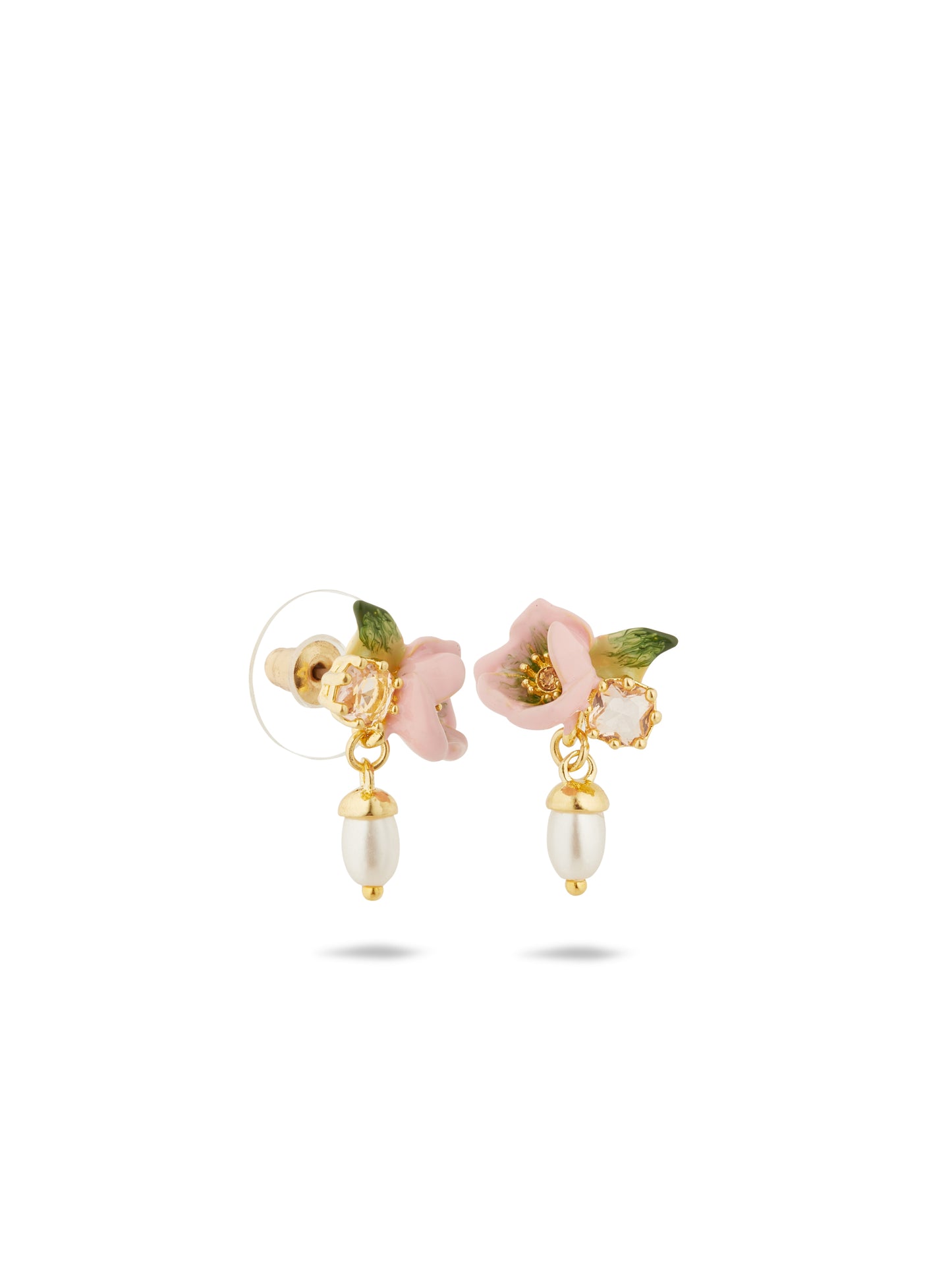 Hellebore Christmas Rose & Crystal Pearl Earrings | AUVH1051