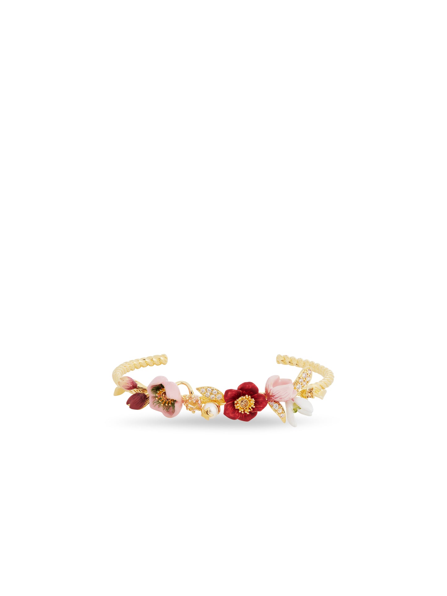 Hellebore Flower & Crystal Pearl Cuff Bracelet | AUVH2011