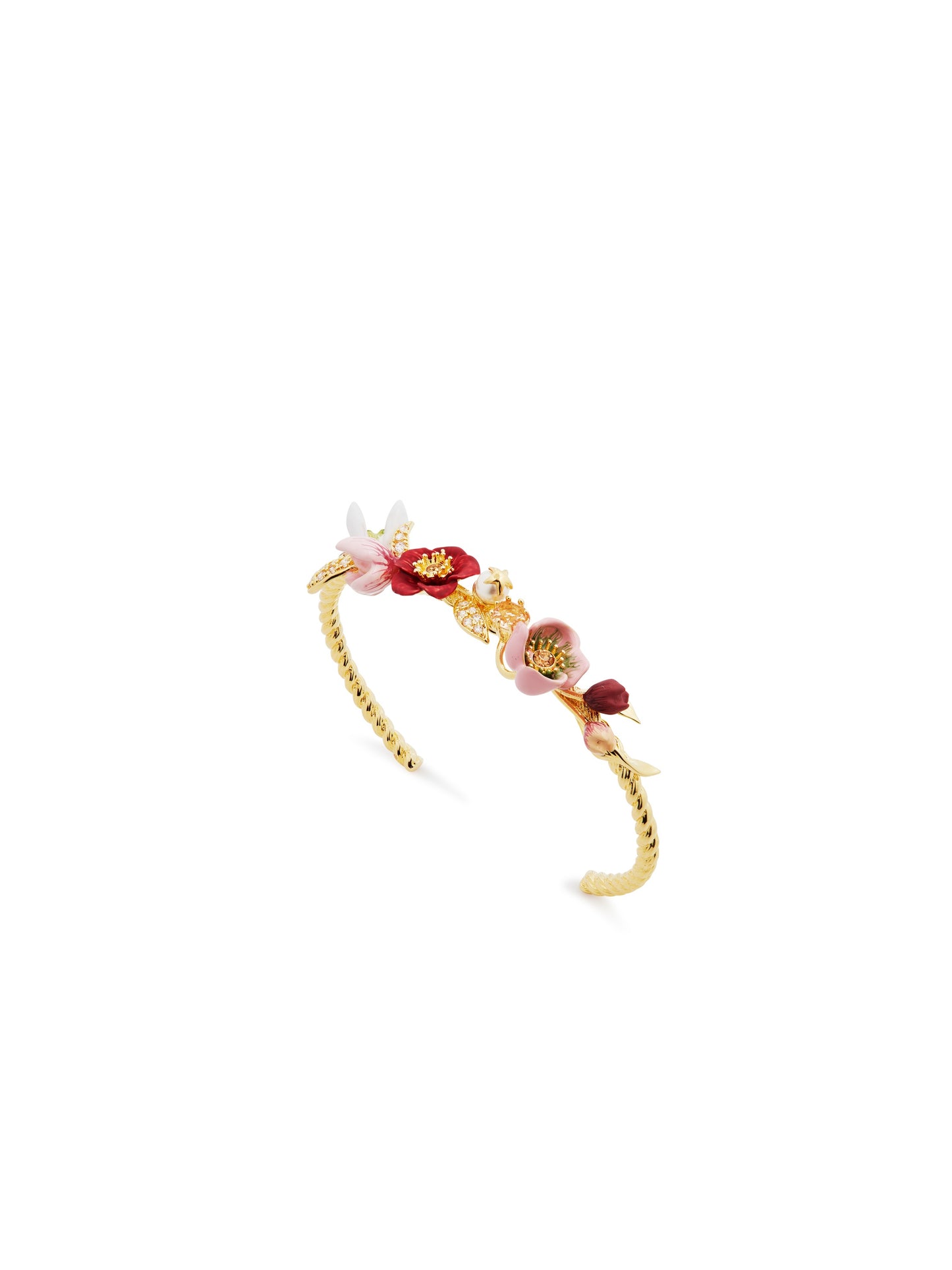 Hellebore Flower & Crystal Pearl Cuff Bracelet | AUVH2011