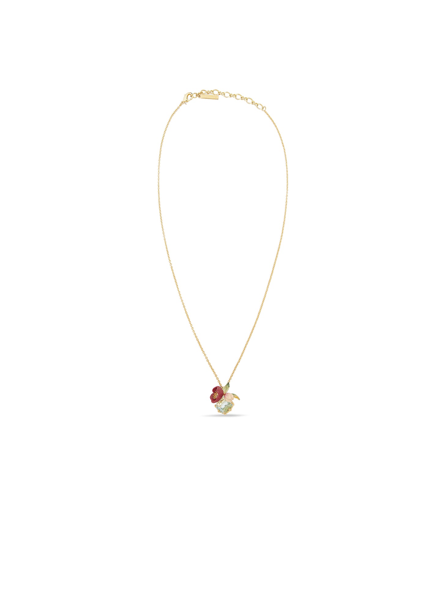 Red Hellebore & Faceted Stone Pendant Necklace | AUVH3031