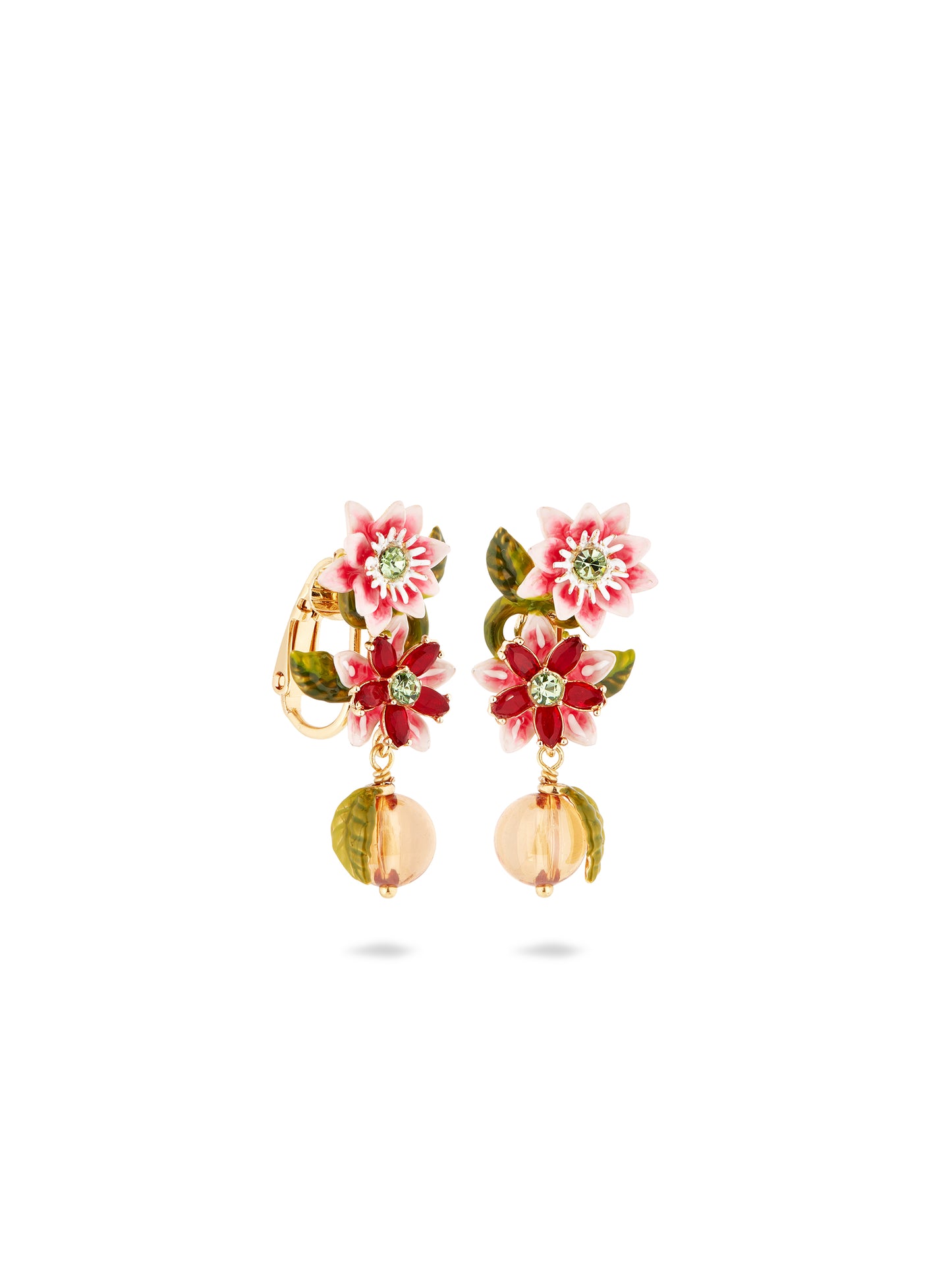 Passion Flower And Glass Bead Earrings | AUVI1011