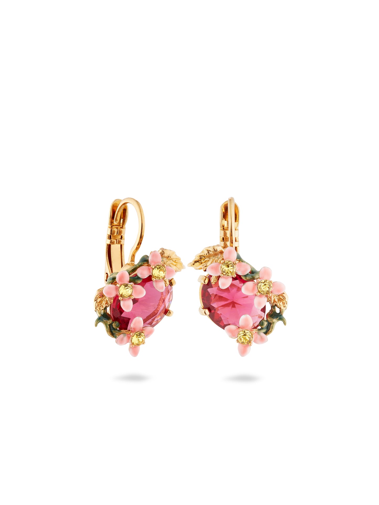 Faceted Bead And Pink Clematis Montana Earrings | AUVI1031