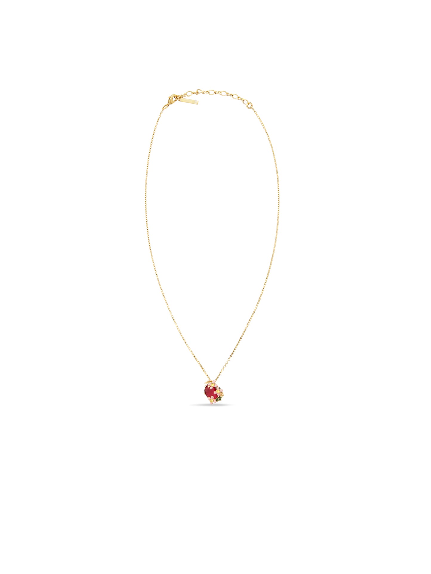 Pink Faceted Glass And Pink Flower Pendant Necklace | AUVI3031